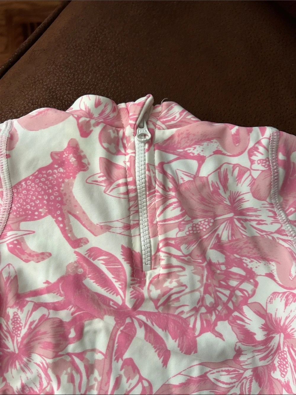 Infant Pink Floral Rash Guard Set - Long Sleeve Swim Top & Ruffle Bottoms 6-12 M